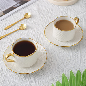 Wholesale Luxury White and Gold Porcelain Coffee Tea <b>Cup</b> and Saucer Hotel Afternoon Tea <b>Cup</b> <b>Set</b> - Product Image 4