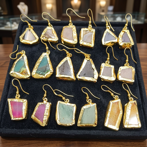 Fashionable Brass <b>Earring</b> Natural stone bohemian jewelry gemstone crystal Handmade <b>Earrings</b> <b>fashion</b> <b>earrings</b> - Product Image 3