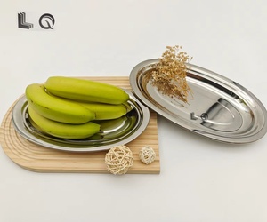 Оптовая продажа: роскошная овальная серебряная тарелка из нержавеющей стали для сервировки ужина, приготовления рыбы, подачи фруктов, для домашнего буфета - Product Image 4