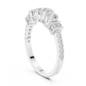 Anillo de Diamantes Plateado, Joyería Elegante y Brillante para Mujer, Ideal para Regalo de Boda, Compromiso, Aniversario y Fiestas - Product Image 1