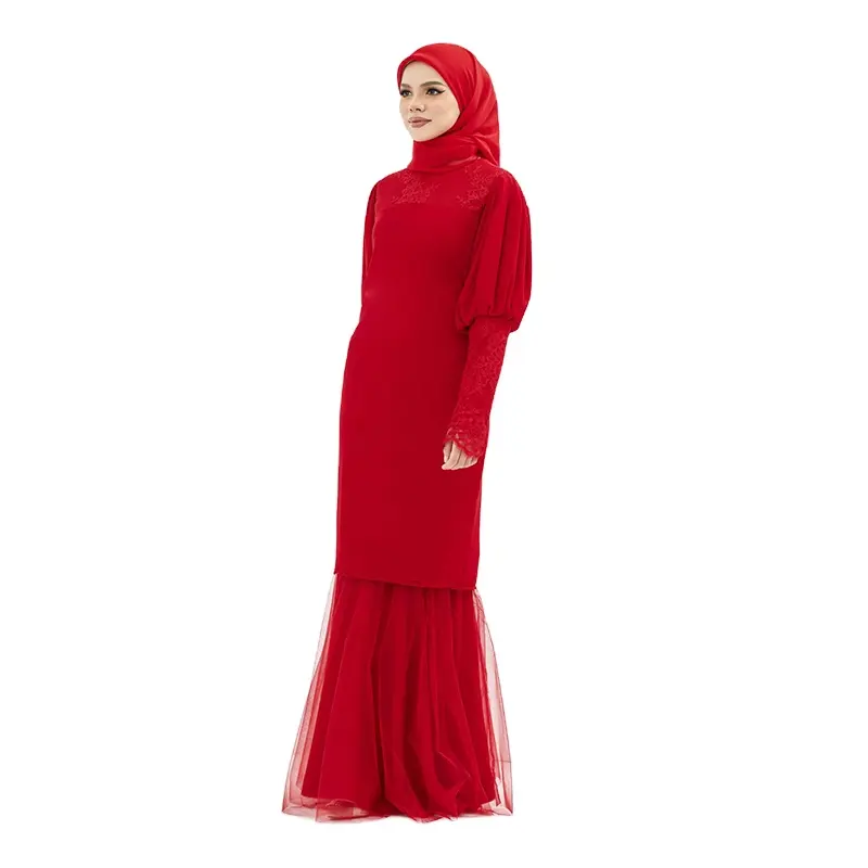 Дизайнерский красный Baju Kurung Kebaya Peplum новейший стиль мусульманской одежды костюм традиционная мусульманская одежда и аксессуары