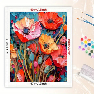 Kit de <span class=keywords><strong>Pintura</strong></span> por Números de <span class=keywords><strong>Amapolas</strong></span> Vibrantes para Adultos - Lienzo Ecológico DIY Amapola Colorida 16x20 Pulgadas Sin Marco Regalos de Arte - Product Image 2
