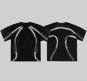 Camiseta retro de gran tamaño de color sólido hecha a medida para hombre, camiseta en blanco con logotipo bordado en blanco y negro con diseño de grafiti para hombre - Product Image 4