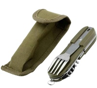 Ensemble de couverts pliants multifonctionnels en acier inoxydable pour le camping et la survie en voyage