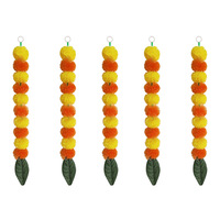 Fleurs artificielles de marigold, guirlande de feuilles de mangue en plastique pour Halloween, Jour des Morts, célébrations festives