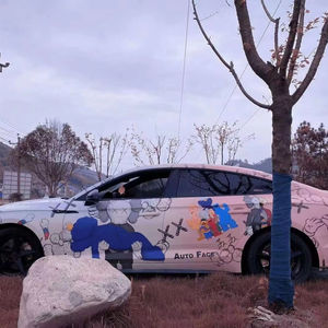 Film de changement de couleur de style dessin animé, film de changement de couleur de voiture en PVC, lignes personnalisées d'anime, film de <span class=keywords><strong>peinture</strong></span> de voiture peint à la main - Product Image 1