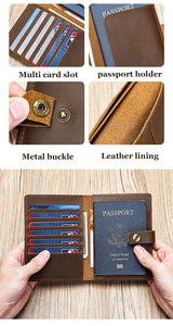 Portefeuille de voyage en cuir Crazy Horse vintage avec logo personnalisé, porte-passeport multifonction avec emplacements pour cartes SIM - Product Image 5