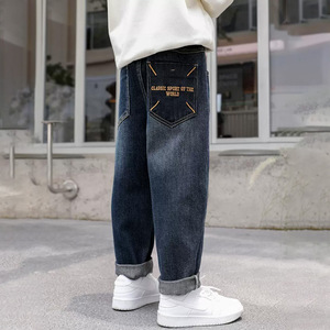Jeans en denim pour garçons, printemps automne, sport, jambe droite, stretch, broderie, <span class=keywords><strong>pantalon</strong></span> de loisirs, jeans pour garçons, printemps - Product Image 5