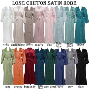 Abito da <span class=keywords><strong>donna</strong></span> a lunga veste <span class=keywords><strong>Kimono</strong></span> in seta satinata da <span class=keywords><strong>donna</strong></span> indumenti da notte da sposa <span class=keywords><strong>bianco</strong></span> accappatoio per abito da notte - Product Image 6