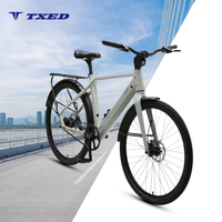 Motor Hub Belakang Brushless TXED 36V 250W dengan Sensor Torsi, Baterai Lithium 9.8AH, Panel TFT, Sepeda Kota Listrik Single Speed