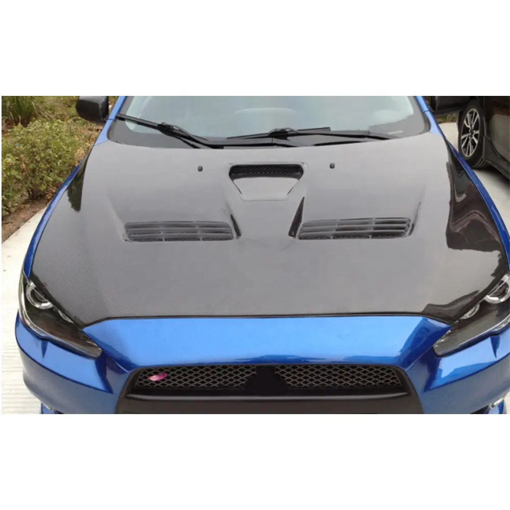 Bonnet de fibra de carbono, adequado para mitsubishi lancer evo x evolução 2009-2017 dd estilo capuz de alta qualidade