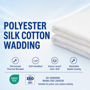 Ouate en polyester effet soie <span class=keywords><strong>au</strong></span> <span class=keywords><strong>mètre</strong></span>, largeur 150 cm et 180 cm, vente en gros, découpe sur mesure pour usine de confection - Product Image 1