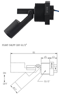 KOLAS FAST-47LP-F30 Capteur de niveau de liquide industriel en plastique, interrupteur magnétique à flotteur, fixation par vis, Guangdong