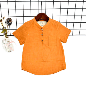 Chemise d'Été Haute Qualité pour Garçons, en Coton Couleur Unie et Tissu Coton-<span class=keywords><strong>Lin</strong></span>, Chemise Boutonnée ou T-Shirt à Col Rond pour Enfant - Product Image 2