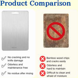 Planche à découper rectangulaire en titane pur en acier inoxydable Blocs à découper pour la viande, les fruits et les légumes Boîte emballée - Product Image 3