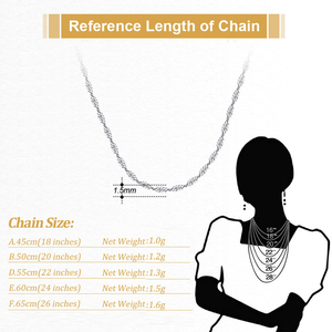 Collana a Catena Ondulata in Argento Sterling 925 per Donna, Collana a Catena Singapore per Ciondolo, Gioielli Raffinati all'Ingrosso - Product Image 4