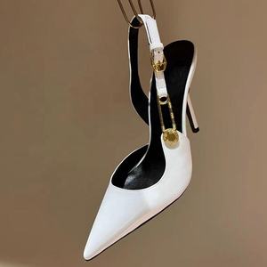 Sandales à talons aiguilles pour femmes, ornées de cristaux et de diamants, avec boucle métallique, style slingback, chaussures d'été élégantes - Product Image 6