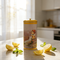 Boîte en métal ovale imprimée offset JH, très vendue, avec poignée, pour café, thé, pâtes, spaghetti, pain, sandwichs