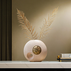 Nuovo Arrivo: <span class=keywords><strong>Vaso</strong></span> <span class=keywords><strong>in</strong></span> Ceramica Artigianale Texturizzato con Dettagli Dorati - Ornamento Decorativo per Hotel e Mobile TV del Soggiorno - Product Image 5