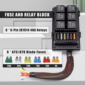 Scatola Universale per Fusibili a <span class=keywords><strong>6</strong></span> Vie <span class=keywords><strong>in</strong></span> Plastica, Kit Pre-Cablato per Auto, Camion, Imbarcazioni e Nautica - Product Image 5