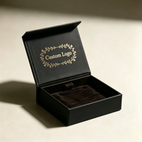 Boîte à bijoux magnétique personnalisée avec logo estampé à chaud, boîte cadeau rigide en papier avec insert en velours pour l'emballage de colliers et de bagues