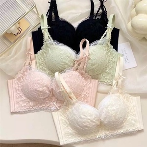 Sujetador elegante de encaje con aros, copa completa push-up, tirantes ajustables, espalda en Y y cierre de tres corchetes para mujer - Product Image 1