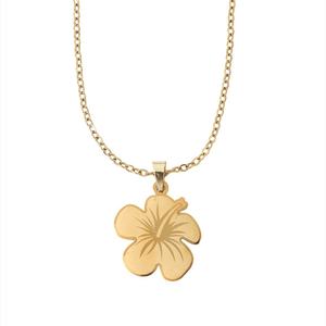 Collar con Colgante de Flor de Hibisco Hawaiano de Guam, Chapado en Oro de 18k, Acero Inoxidable, Joyería de Moda - Product Image 5