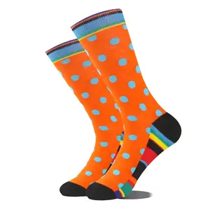 KTS28 Make Your Own Custom Logo 100% Cotton Chaussette Novelty Jacquard Business Men Crew Happy Funny Crazy Colorful Socks