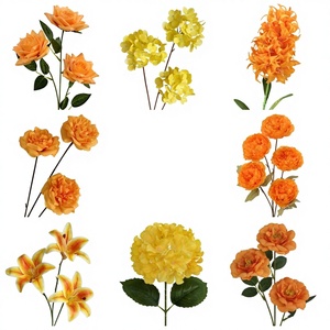 ฉากหลังงานแต่งงาน ดอกไม้ประดิษฐ์ <span class=keywords><strong>สี</strong></span>ส้ม-<span class=keywords><strong>สี</strong></span>เหลืองส้มโอ แบบพิมพ์ 3 มิติ หลายชนิดของดอกไม้ สำหรับตกแต่งเวที - Product Image 1