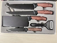 Ensemble de 6 couteaux de cuisine avec manche recouvert et ciseaux de cuisine pour chef, ensemble de couteaux de chef en acier inoxydable pour légumes