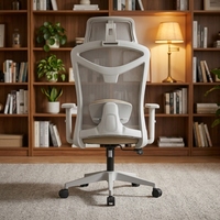 Chaise de bureau ergonomique de luxe en maille à dossier haut, appui-tête 3D, accoudoirs réglables, soutien lombaire doux, confort longue durée pour le bureau à domicile