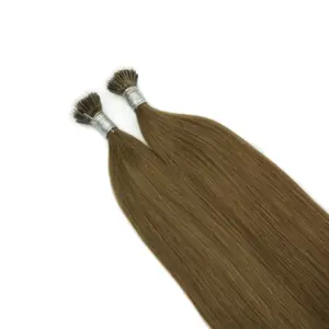 2024 New UK Human Body Gold Immersion Dye Brown Hair Extension 100% Nano Ring Virgin Twisted Pair Hair Extension