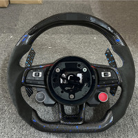 Volant en cuir et fibre de carbone à palettes magnétiques LED modifiées pour VW Golf 7 Golf 6 R 7 R Golf7 Mk7 gti 7r