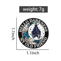 Pin de Esmalte Hello Darkness My Old Friend, Letras de Música Folk, Broche Gótico con Diseño de Murciélago y Flor, Insignia de Solapa, Venta al por Mayor