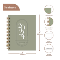 Planificateur hebdomadaire mignon 2024 Journal d'impression personnalisé Agenda A4 A5 Agenda et cahier personnalisé