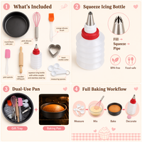 Fournitures de décoration de gâteaux, 13 pièces, rose, revêtement antiadhésif, fouet, rouleau à pâtisserie, outils de pâtisserie DIY pour enfants, accessoires, ensemble complet