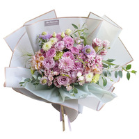 Papier d'emballage pour fleurs en gros, impression en gravure unilatérale, bords dorés, imperméable, bouquet de fleurs, emballage cadeau pour mariages