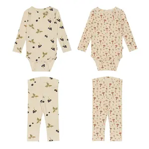 Professional OEM Manufactures Infant Clothes Cotton Mushroom Romper Pant Outfits Baby Boys Girls Clothing Set