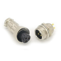 Connecteur électrique circulaire étanche fileté en métal GX12 2 broches 3 broches 4 broches M12, fiche mâle et femelle