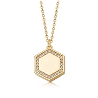 Gemnel 925 Sterling Silver Mode Kalung Segi Enam dengan Dikelilingi Zirkon