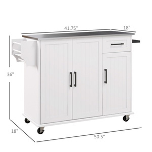 DB Modern <b>White</b> Kitchen Cart with <b>Storage</b> <b>Cabinet</b> - Product Image 6