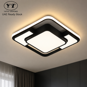 Lámpara de techo LED cuadrada moderna, de acrílico y hierro, de montaje en superficie, con control remoto, regulable, tricolor, para dormitorio y sala de estar - Product Image 1
