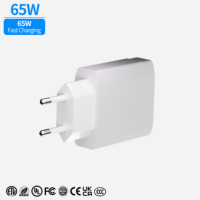Pengisi Daya Dinding USB A USB C Ganda 65W Adaptor PD Colokan EU US dengan Kabel Micro USB 1M untuk 11/XS/XR/8/7/6/Plus (Putih)