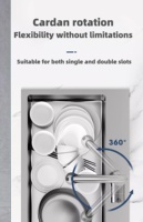 Robinet de cuisine monocommande extractible en acier inoxydable avec finition chromée, mitigeur eau chaude/froide à poser sur comptoir