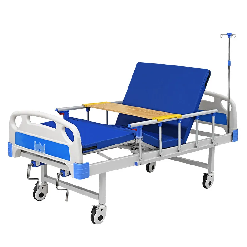 FB-M2 Cama de hospital manual com 2 manivelas para venda, cama médica de metal dobrável com manivela na extremidade do pé, ideal para uso clínico