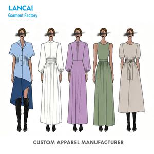 Abito Lungo Maxi da <span class=keywords><strong>Donna</strong></span> Casual, <span class=keywords><strong>in</strong></span> Cotone e <span class=keywords><strong>Lino</strong></span> Tinta Unita, su Misura, con Etichetta Privata, di Alta Qualità, per Produttori di Abbigliamento - Product Image 1