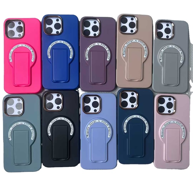 Luxury Solid Color TPU Magnetic Phone case for IPhone17 16 15 Pro Max Plus Samsung S25 S24 Ultra with Stand