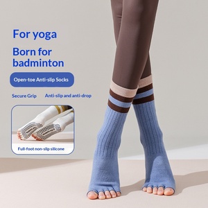 <span class=keywords><strong>Calze</strong></span> Yoga <span class=keywords><strong>Donna</strong></span> Antiscivolo a 5 Dita <span class=keywords><strong>Aperte</strong></span> in Cotone a Metà Polpaccio per Pilates e Fitness Principianti - Product Image 1
