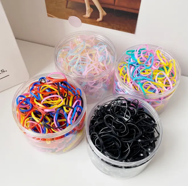 450pcs/box Black Elastic Small Rubber Hoop Hair Band Hair Accessories For Girls Kids Hairstyling