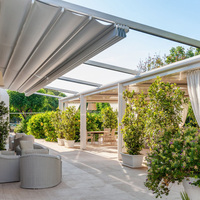Auvent rétractable moderne en PVC avec cadre en aluminium pour mur extérieur, jardin, balcon, télécommande sans fil, protection contre la pluie